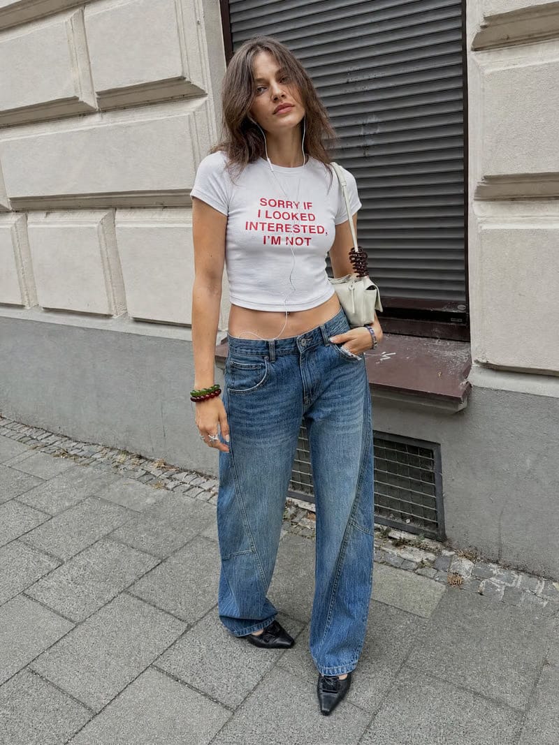Forfksake Sorry If I Looked Interested Baby Tee White