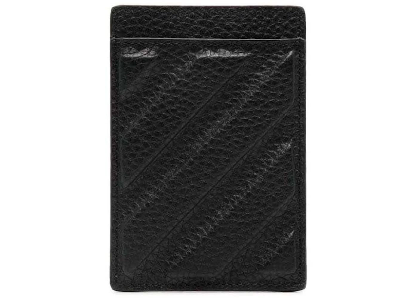 Off-White Diag Stripe Leather Card Holder Black