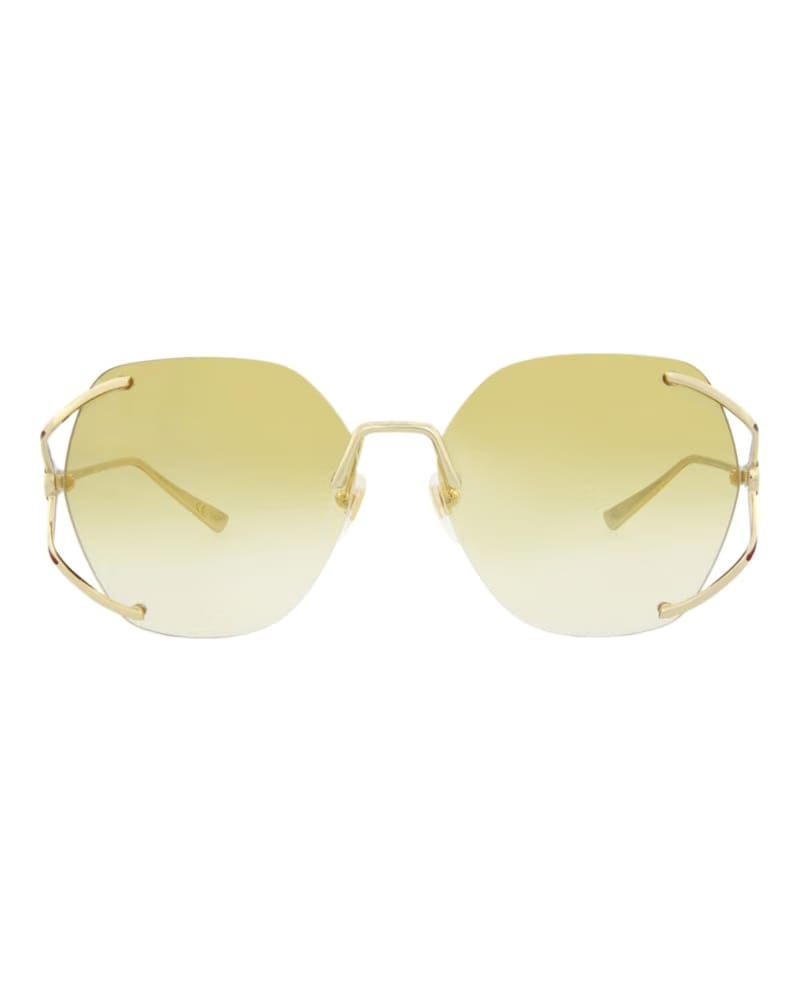 Gucci Square-Frame Metal Sunglasses Gold/Gold/Yellow (GG0651S-30008606-005)