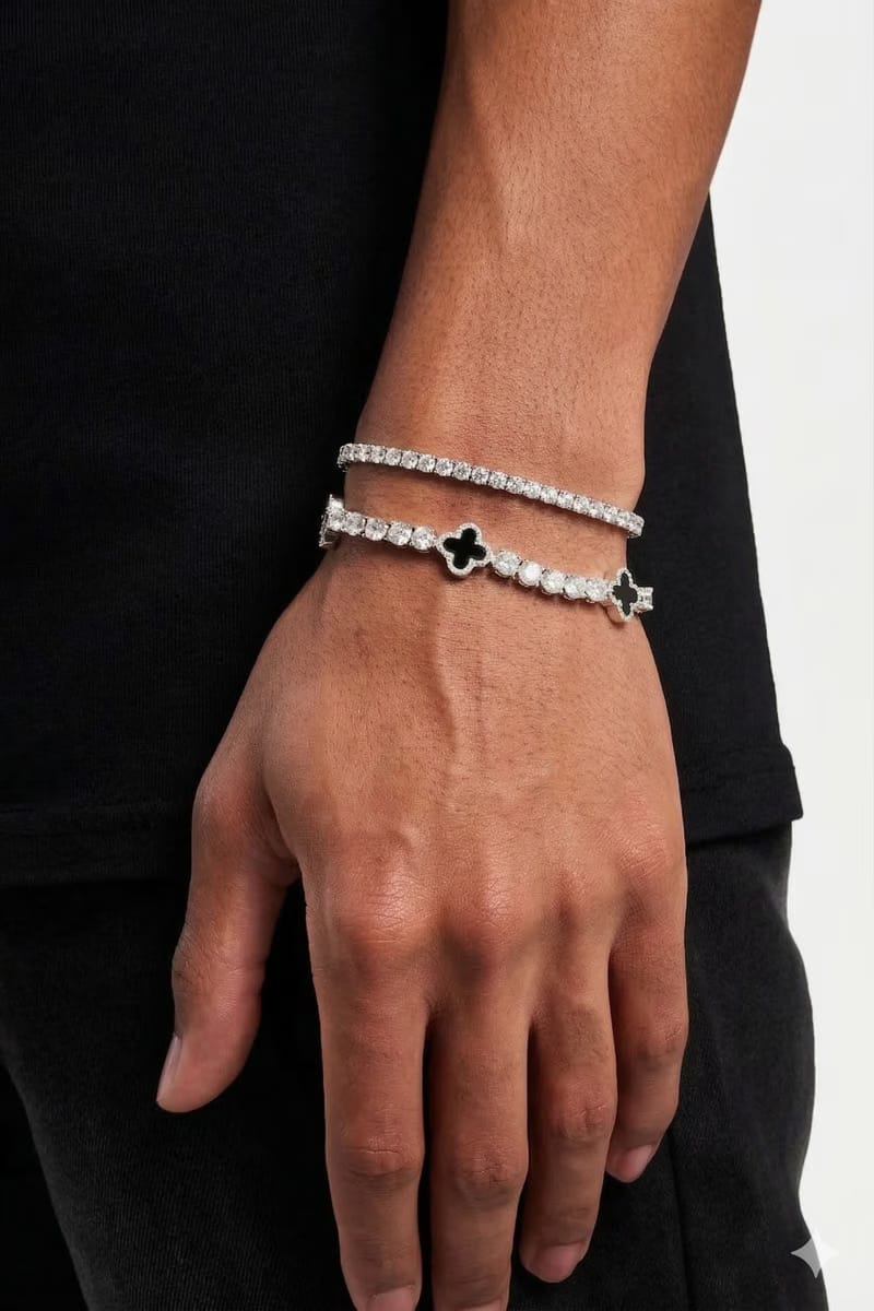 Black Motif Tennis Bracelet + Micro Tennis Bracelet