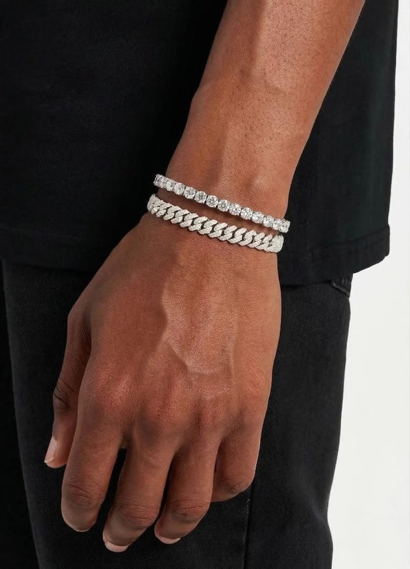 Freezy Cuban Bracelet - 8mm + Round Cut Tennis Bracelet - 5mm