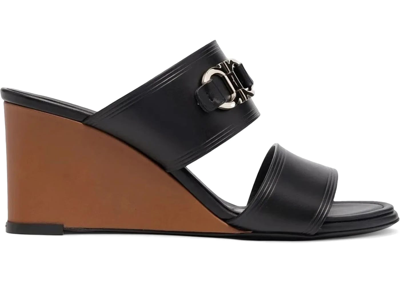 Ferragamo Horsebit-Detail Open Toe Sandals Black (Women's)