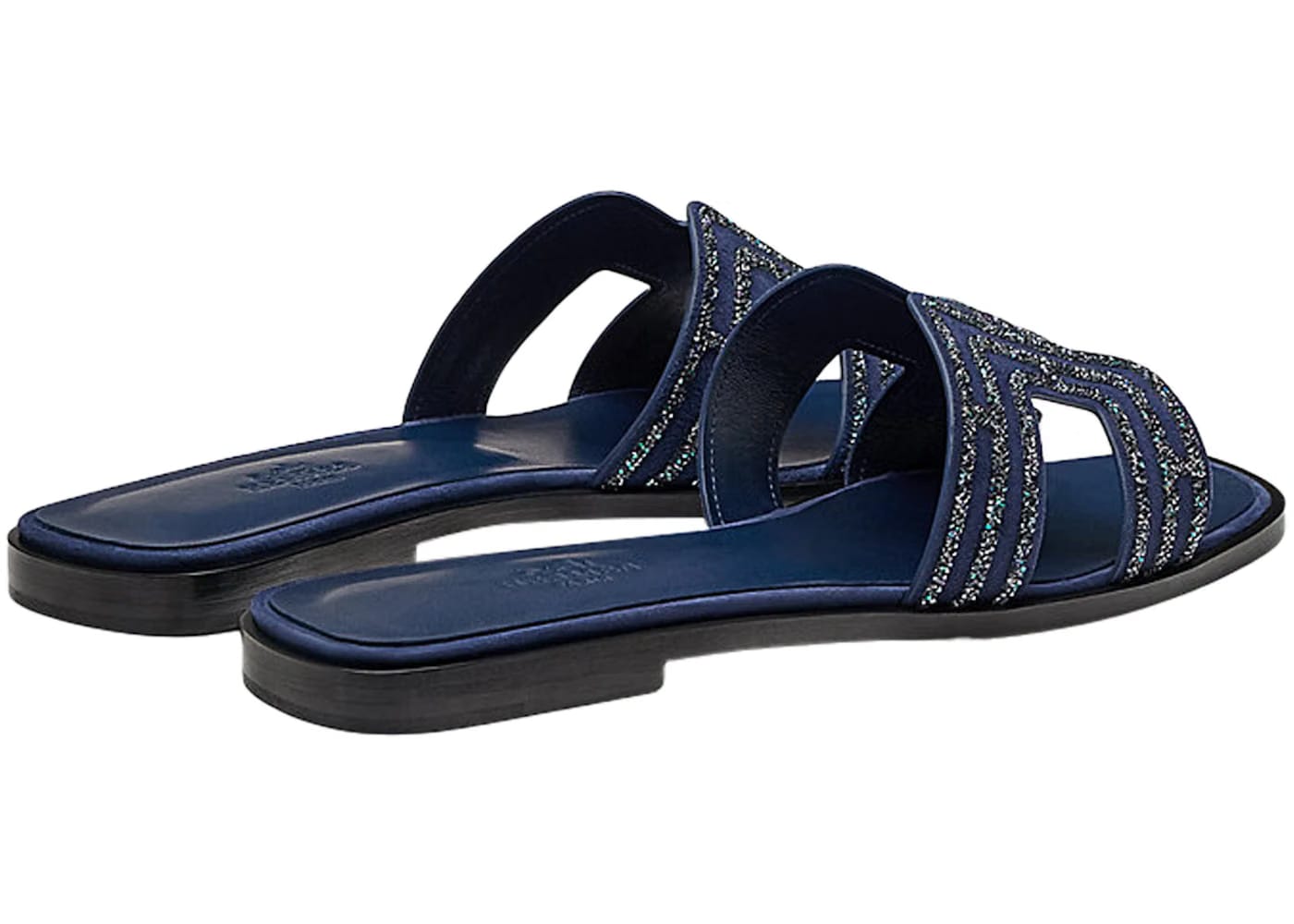 Hermes Oran Sandal Prussian Blue Suede Goatskin