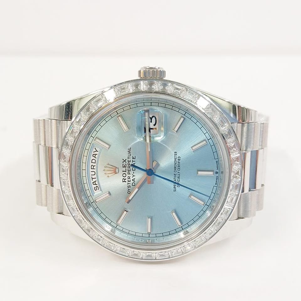 Rolex Day-Date 40President 40 Platinum Baguette Diamond Ice Blue Dial 228396TBR