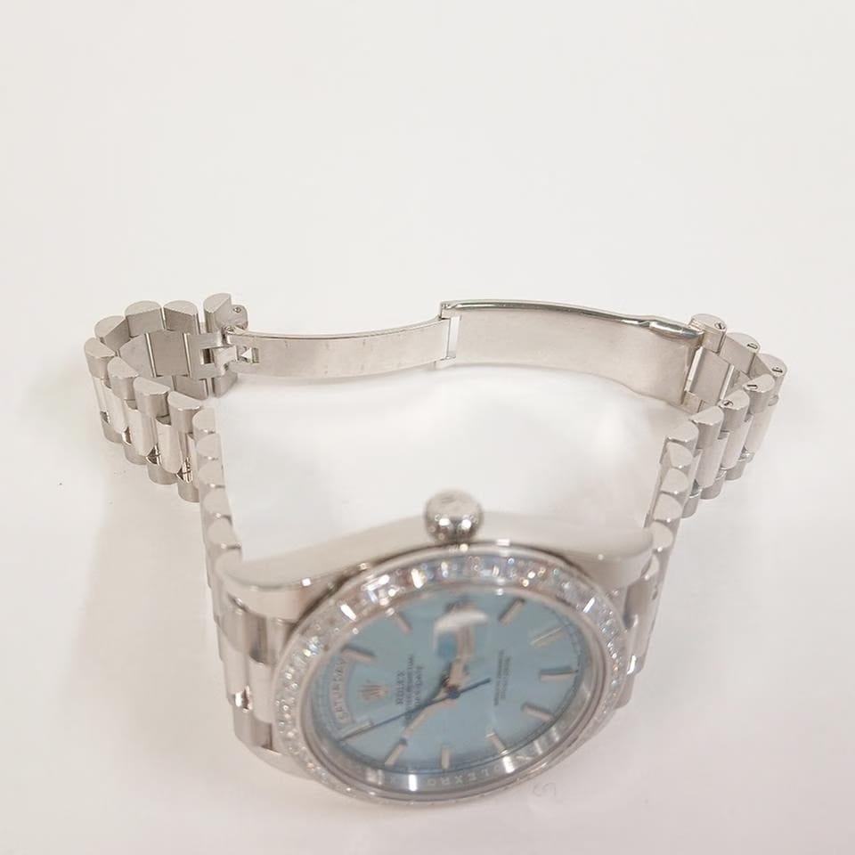 Rolex Day-Date 40President 40 Platinum Baguette Diamond Ice Blue Dial 228396TBR