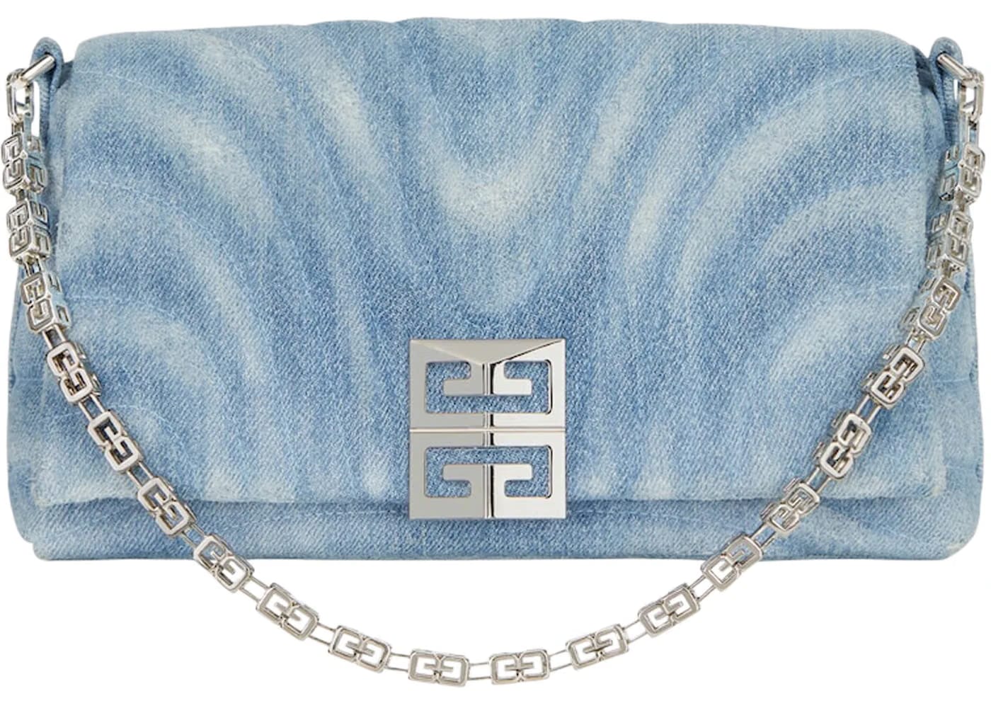 Givenchy Small 4G Soft Bag In Quilted Denim Medium Blue
