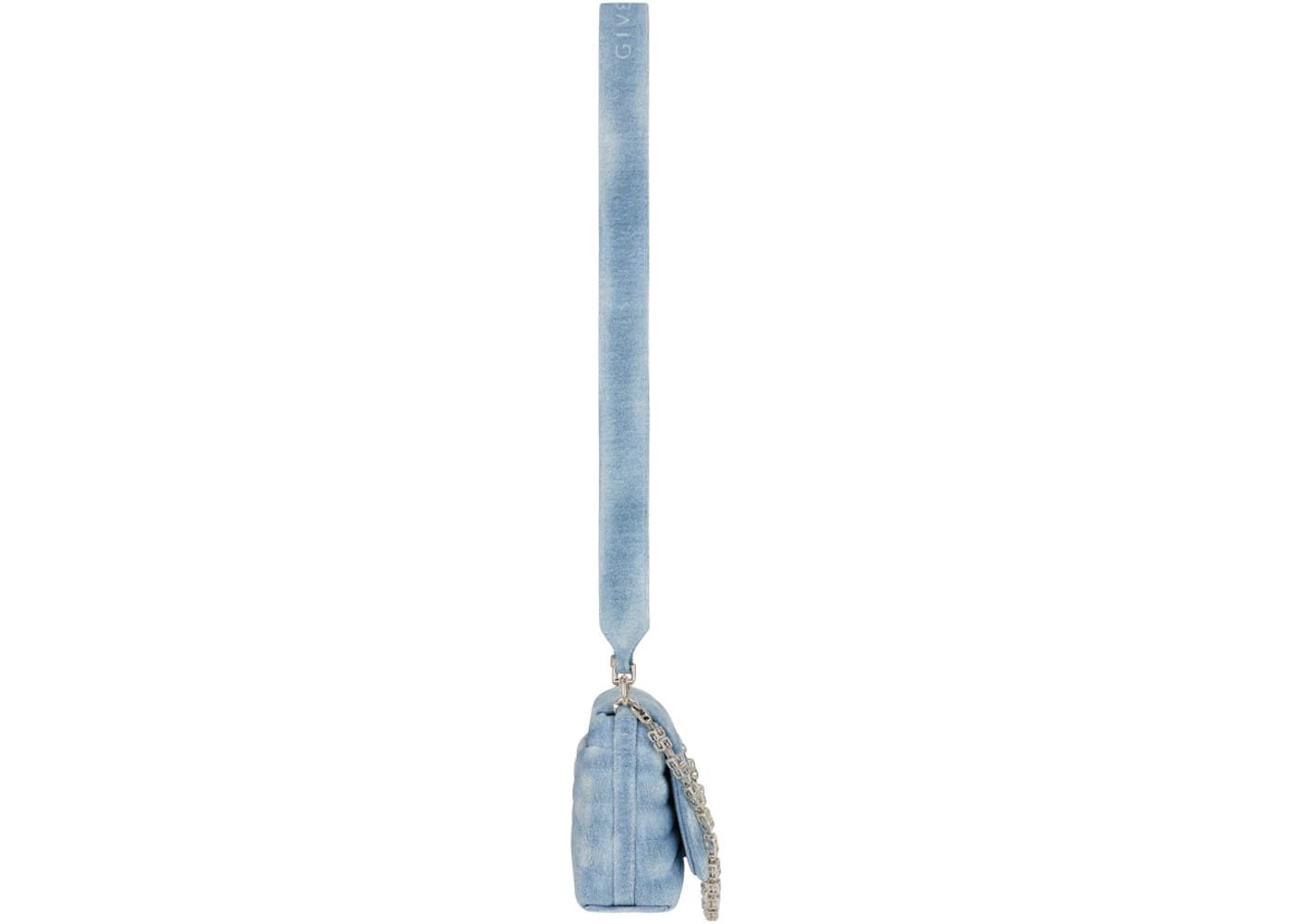 Givenchy Small 4G Soft Bag In Quilted Denim Medium Blue