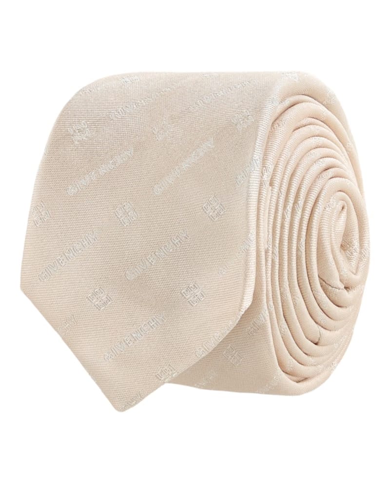 Givenchy Diagonal Logo Silk Tie Beige