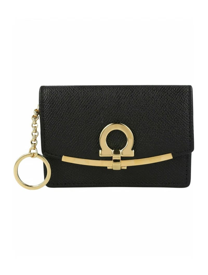Ferragamo Gancini Clip Coin Pouch Black