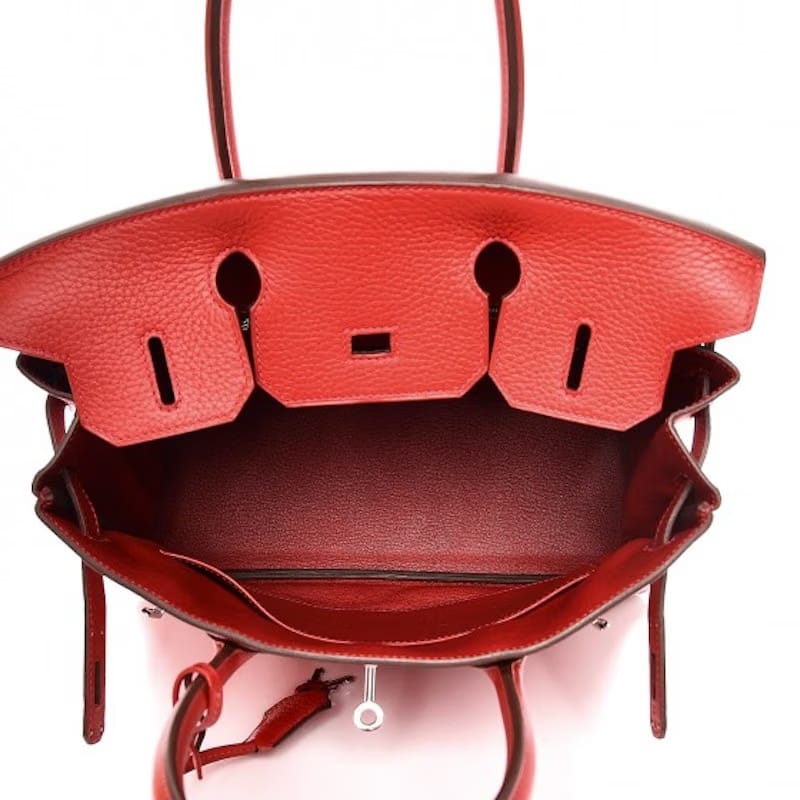Hermes Birkin Taurillon Clemence 30 Rouge Casaque