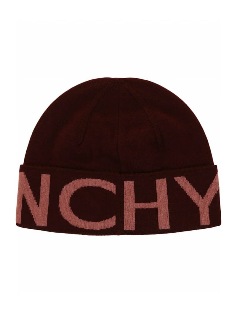 Givenchy Jacquard Logo Beanie Burgundy