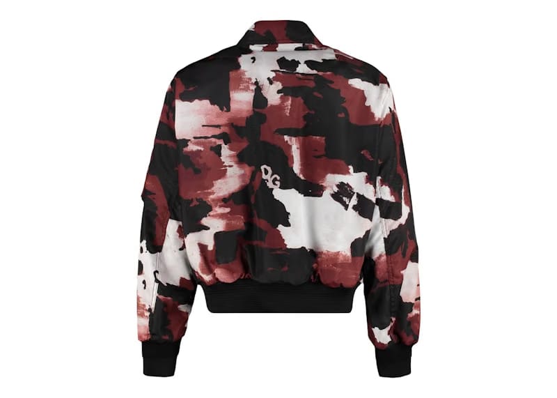 Dolce & Gabbana Camo Bomber Jacket Burgundy/Black/White