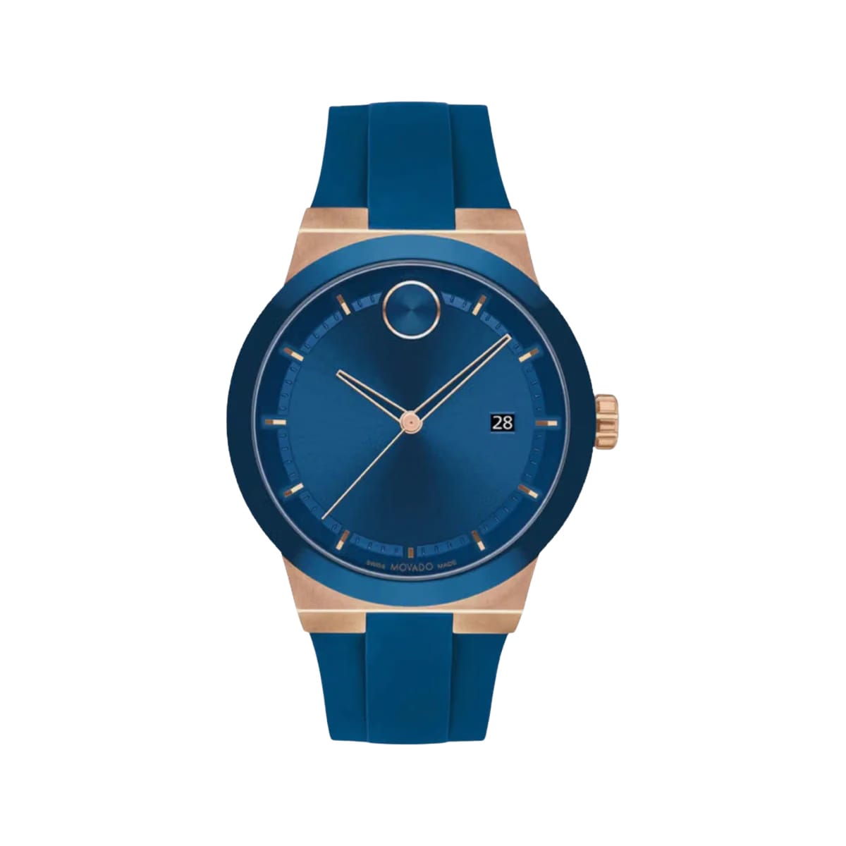 Movado Bold Fusion Men Quartz Blue Dial Analog Silicone Watch 3601140