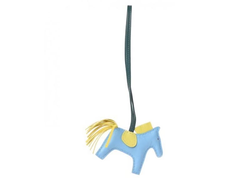 Hermes Bag Charm Rodeo House Milo PM Bleu Celeste/Lime/Malachite