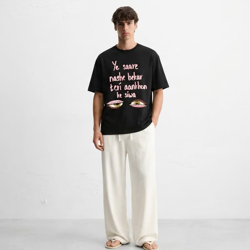 Kaand Ye Saare Nashe Bekar Teri Aankhon Ke Siwa Tshirt(Black)