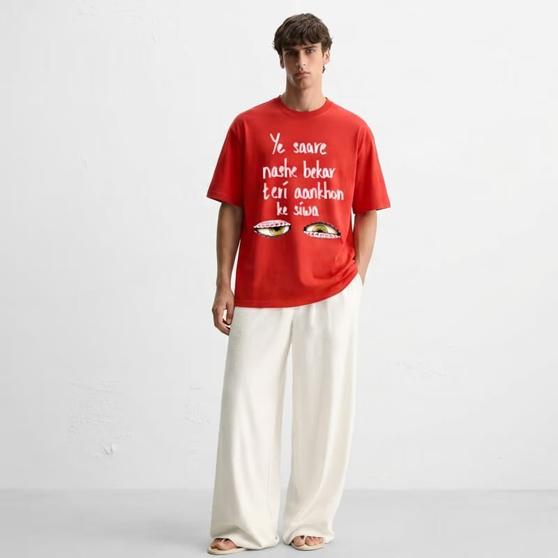 Kaand Ye Saare Nashe Bekar Teri Aankhon Ke Siwa Tshirt(Red)