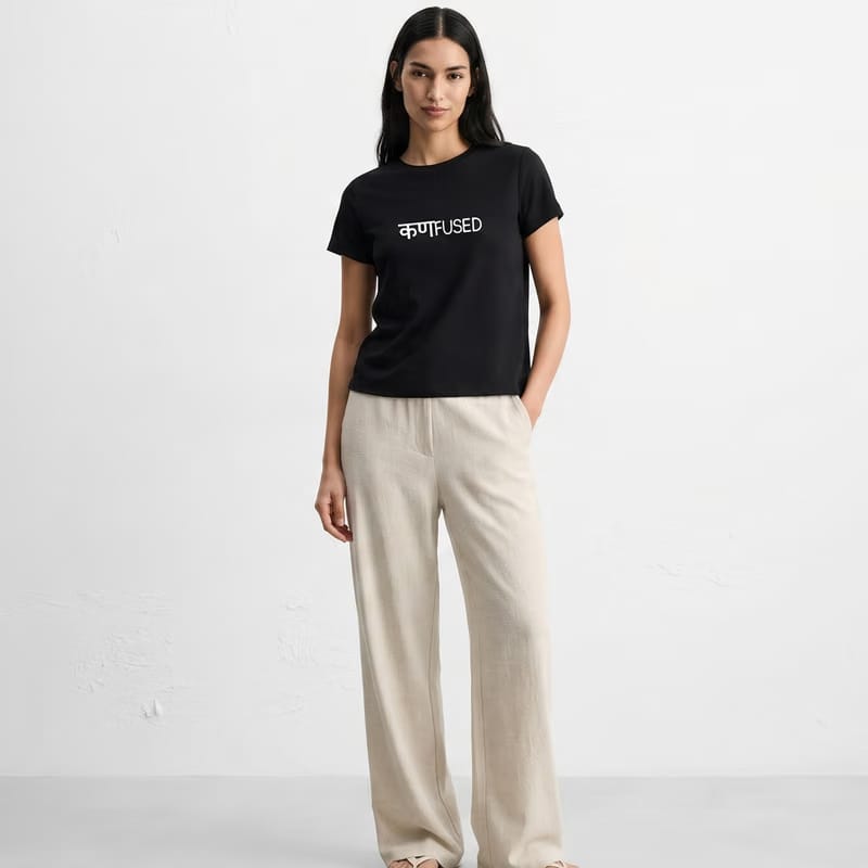 Kaand Confused baby tee(Black)