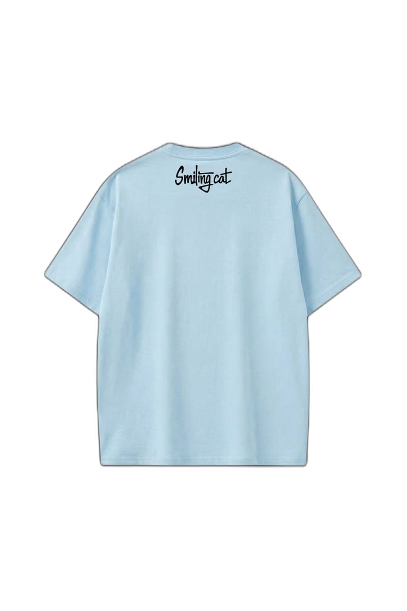 Smiling Cat- I Can See Through Your Bullshit Tshirt(Light Blue)