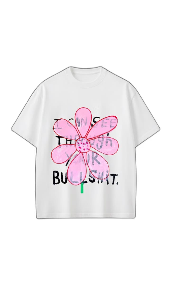 Smiling Cat- I Can See Through Your Bullshit Tshirt(White)