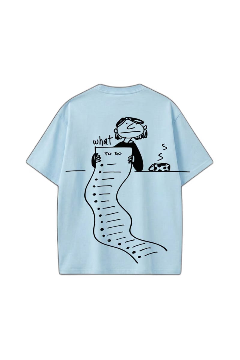 Smiling Cat- What to Do_ (Light Blue)Tshirt
