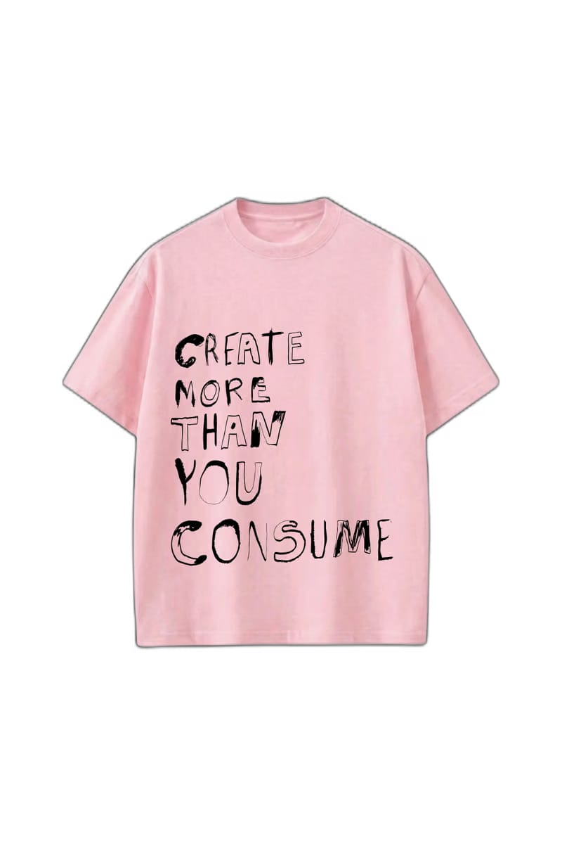 Smiling Cat-Create More Than U Consume Tshirt(Pink)