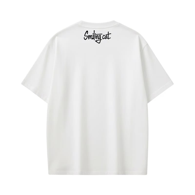 Smiling Cat-Create More Than U Consume T-Shirt(White)