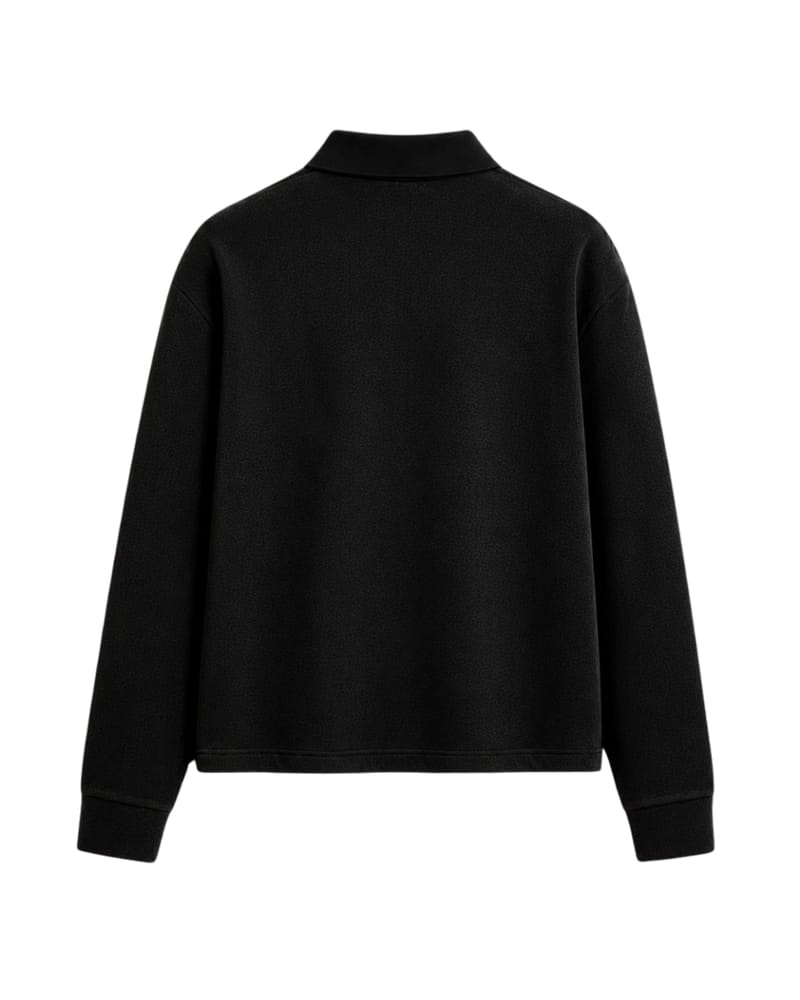 HASHWAY LONG SLEEVE POLO TEE - ALL BLACK
