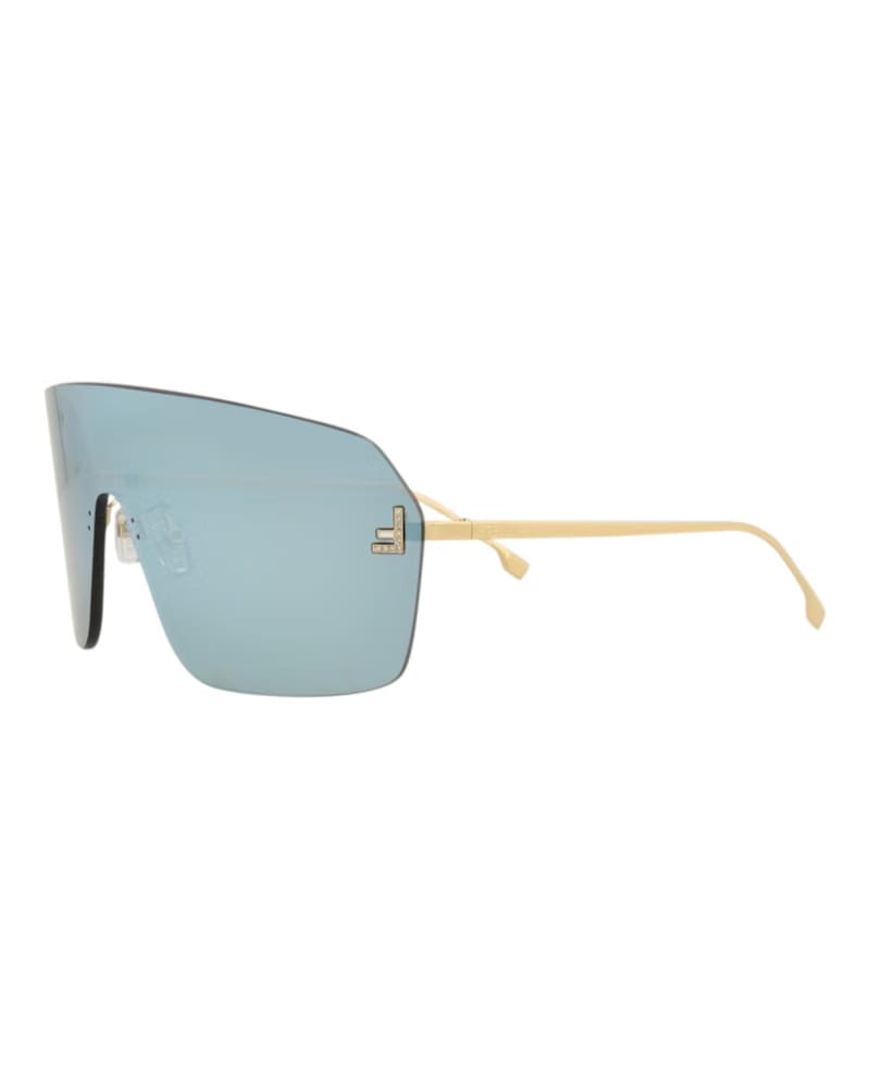 Fendi Shield-Frame Metal Sunglasses Gold Gold Blue (FE4121US-00-30X)