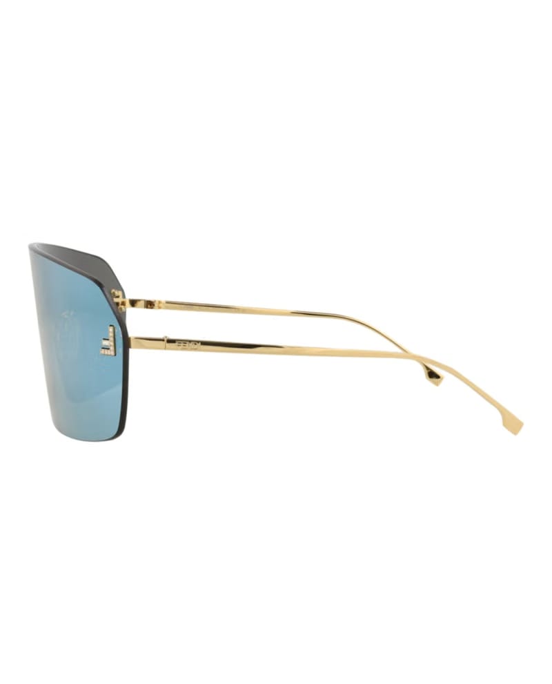 Fendi Shield-Frame Metal Sunglasses Gold Gold Blue (FE4121US-00-30X)