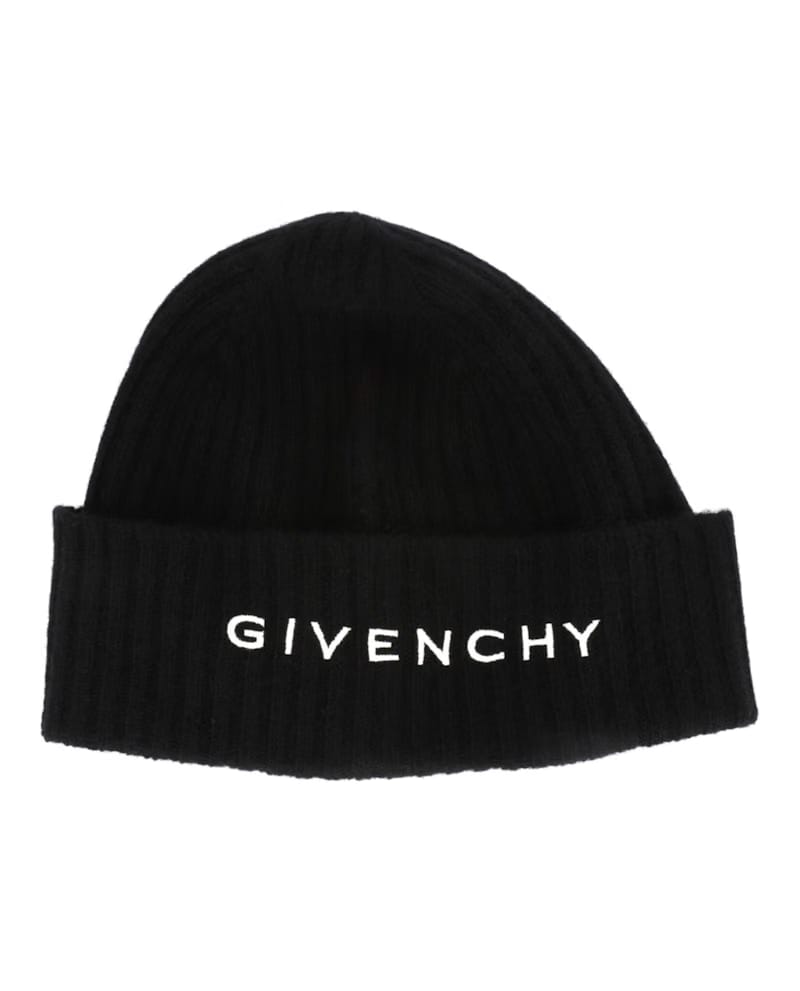 Givenchy Ribbed Embroidered Logo Beanie Black/White