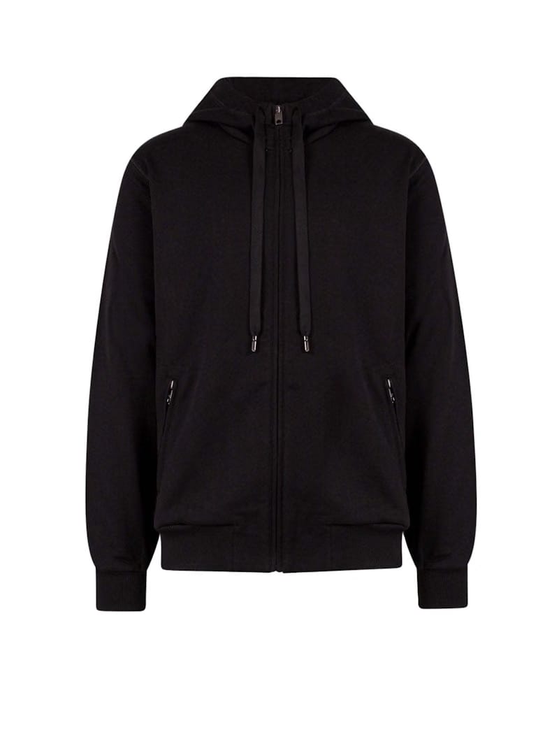 Dolce & Gabbana Man Cotton Stretch Frontal Logo Patch Sweatshirt Black