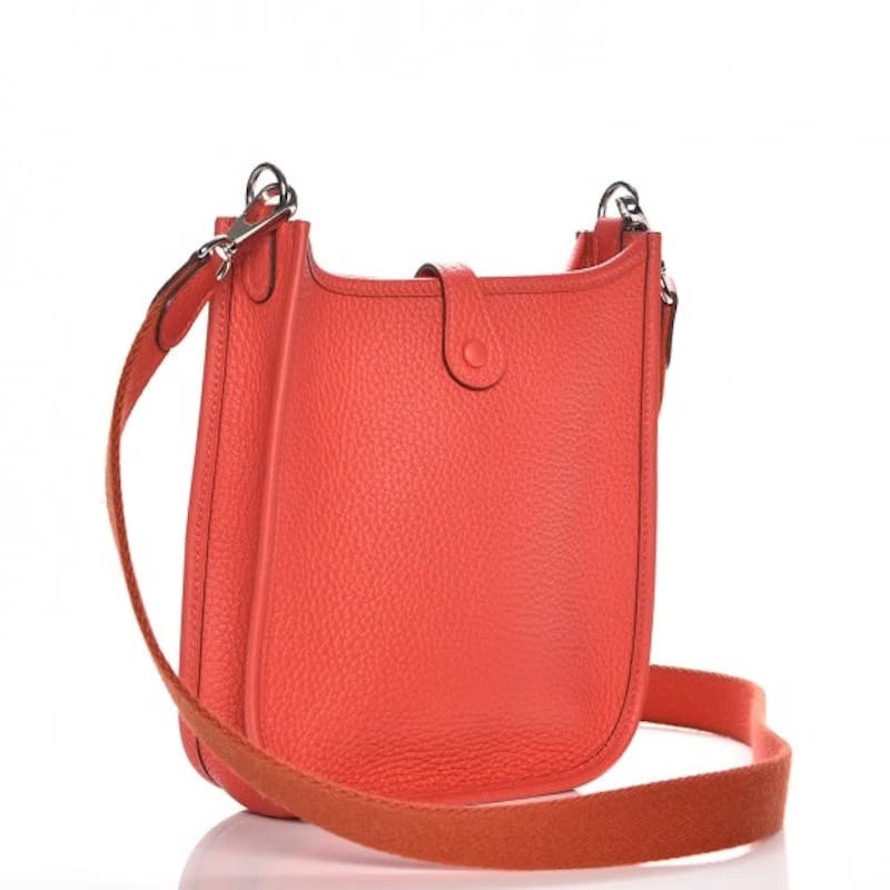 Hermes Evelyne Taurillon Clemence Amazone Strap TPM Rouge Pivoine