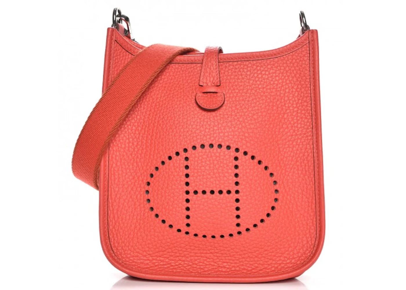 Hermes Evelyne Taurillon Clemence Amazone Strap TPM Rouge Pivoine