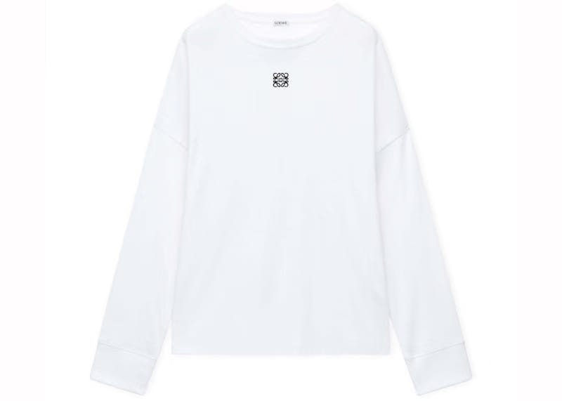 LOEWE Oversized Fit Long Sleeve T-Shirt in Cotton White