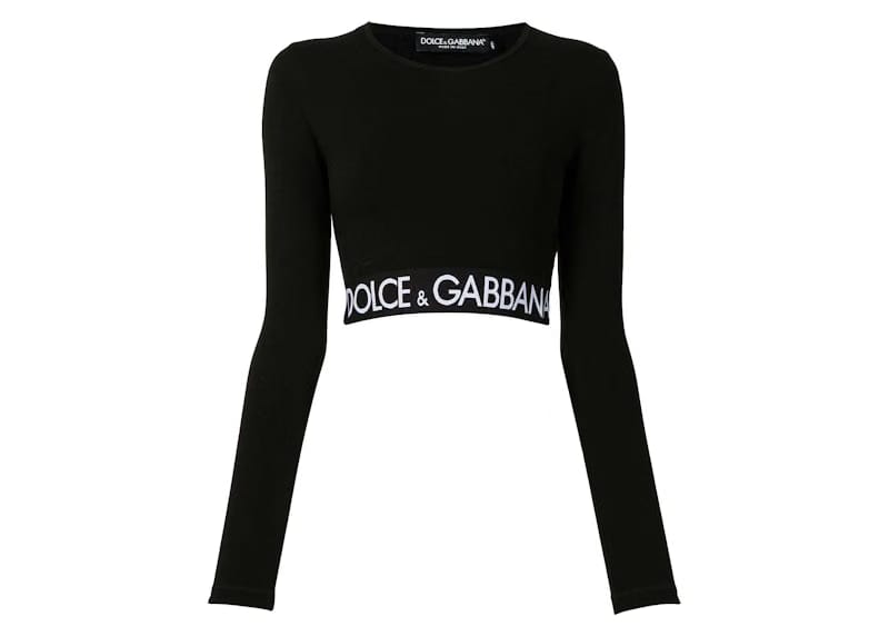 Dolce & Gabbana Logo Hem Cropped Top Black