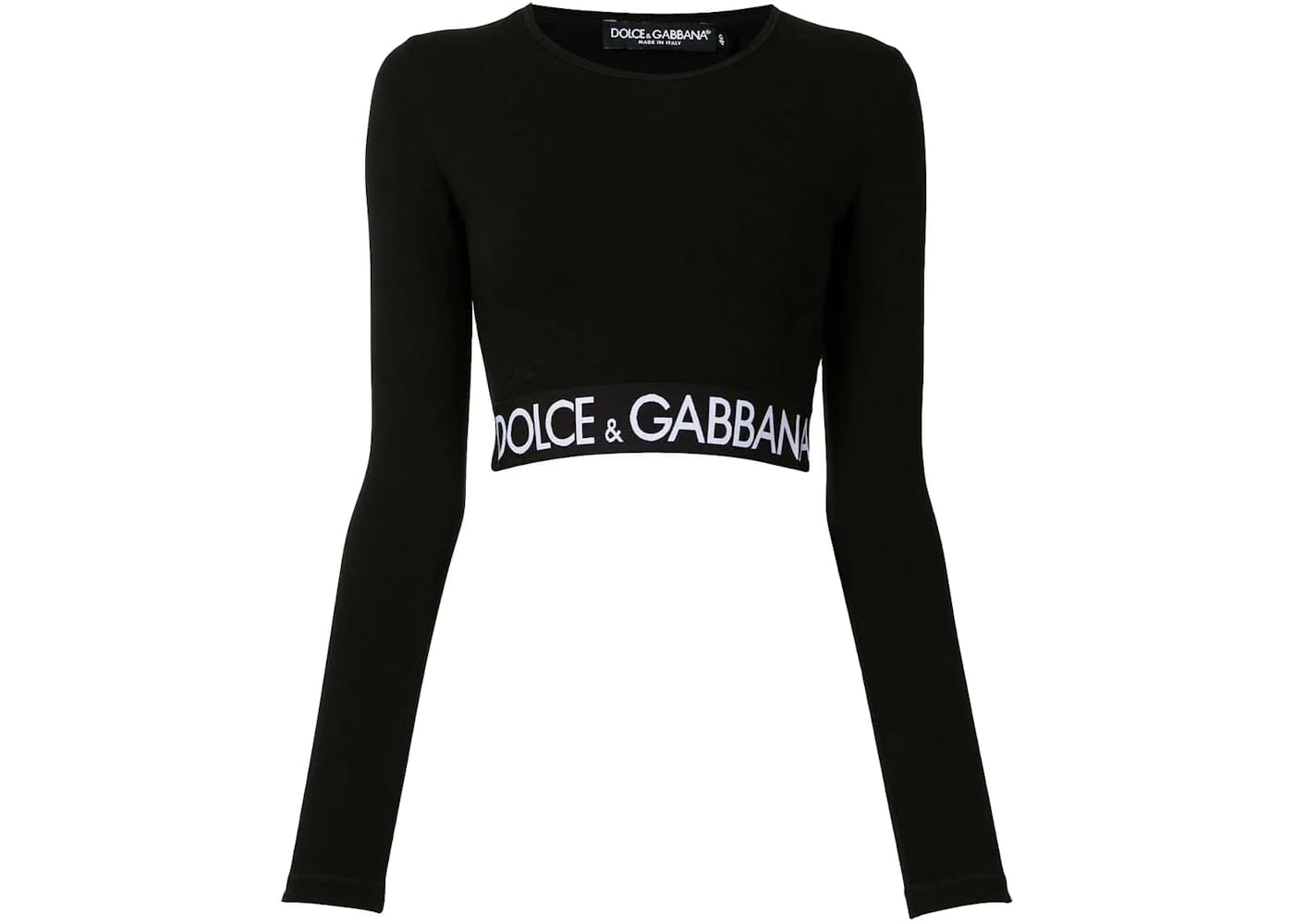 Dolce & Gabbana Logo Hem Cropped Top Black