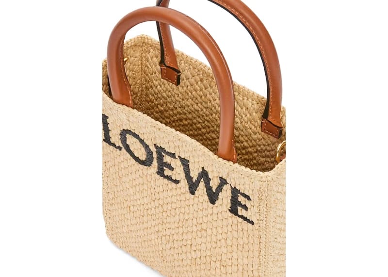 LOEWE Standard A5 Tote Bag In Raffia Natural/Black