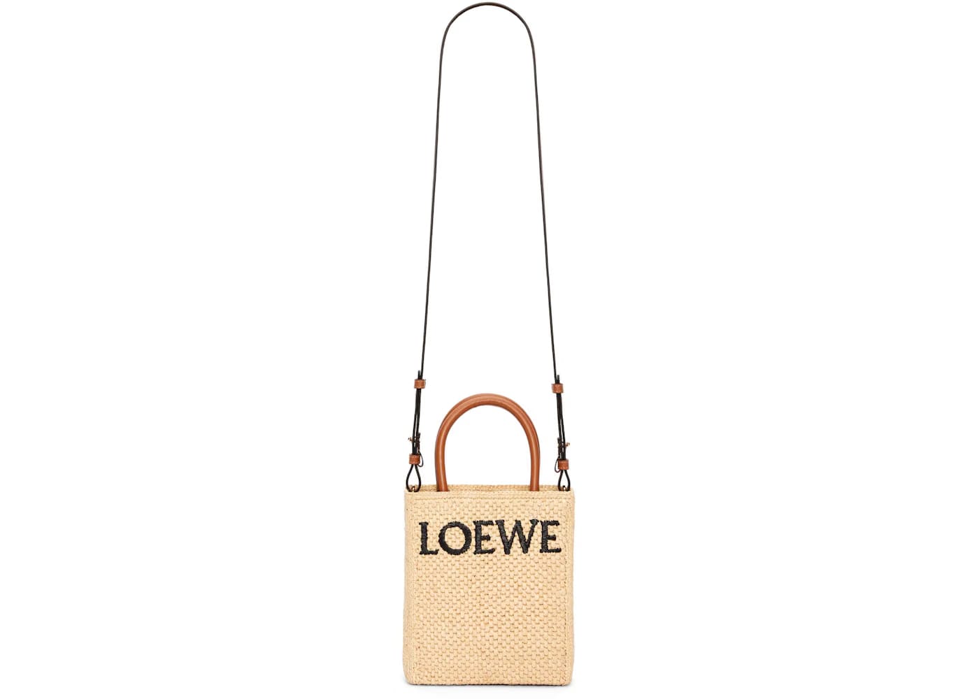 LOEWE Standard A5 Tote Bag In Raffia Natural/Black