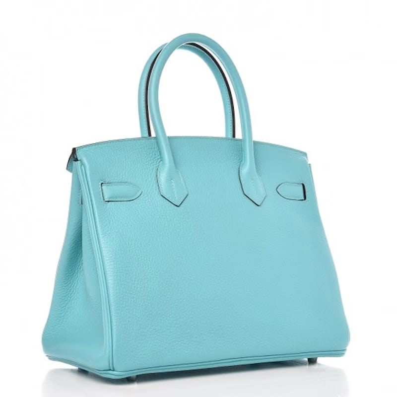 Hermes Birkin Taurillon Clemence Palladium 30 Bleu Atoll