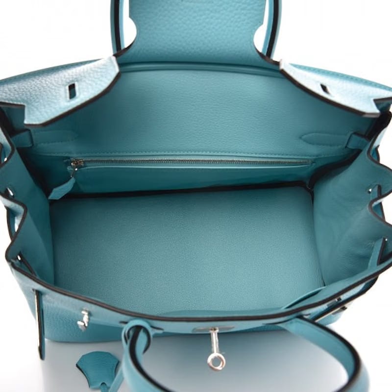 Hermes Birkin Taurillon Clemence Palladium 30 Bleu Atoll