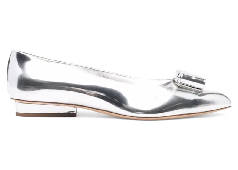 Ferragamo Viva Bow Ballerina Shoes Gray (Women's)