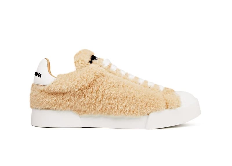 Dolce & Gabbana Portofino Faux-Fur Sneaker Beige White (Women's)