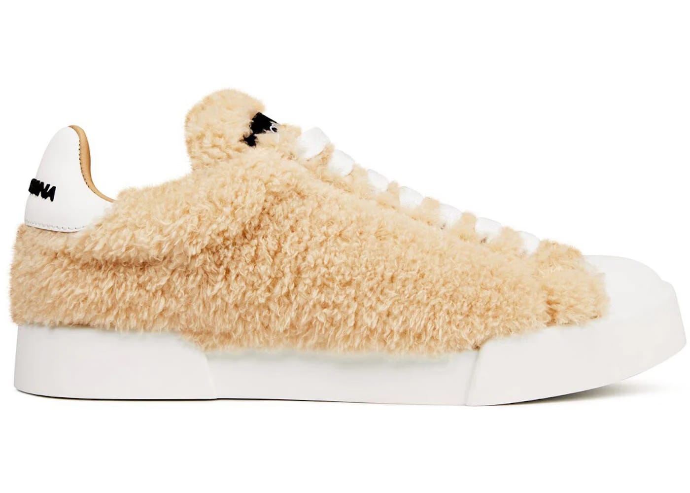 Dolce & Gabbana Portofino Faux-Fur Sneaker Beige White (Women's)