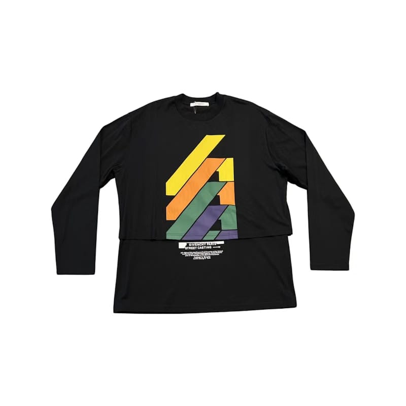 Givenchy 4G Vertical Logo Layered L/S T-Shirt Black