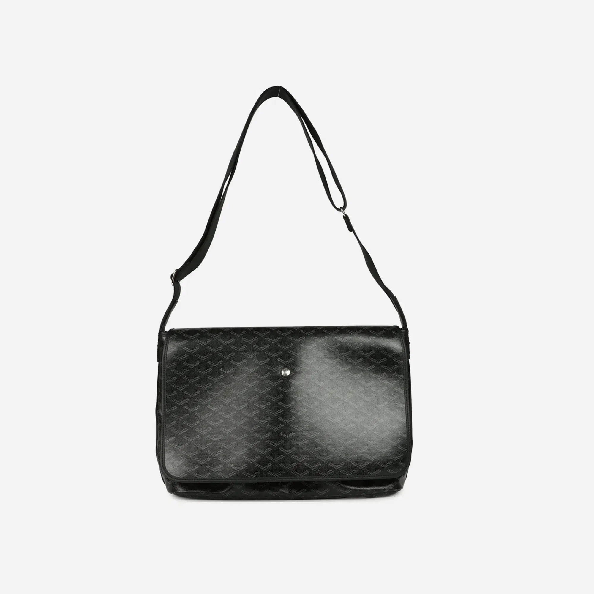 Goyard Goyardine Canvas Black Capetien MM Messenger Bag Palladium Hardware