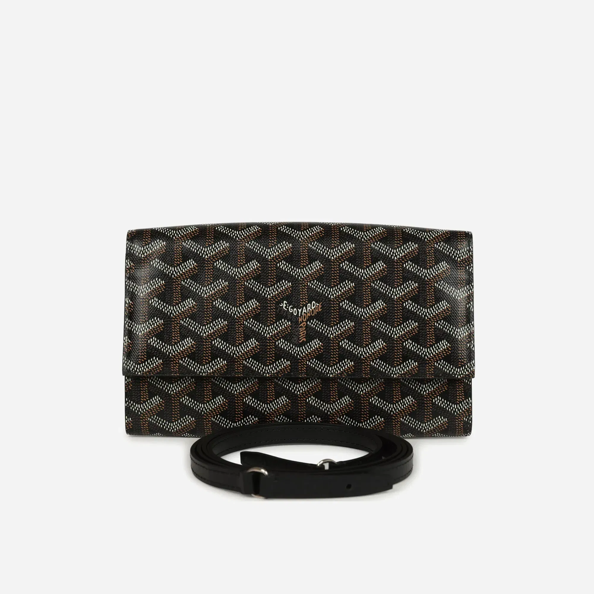 Goyard Goyardine Canvas Black Varenne Continental Wallet Bag Palladium Hardware