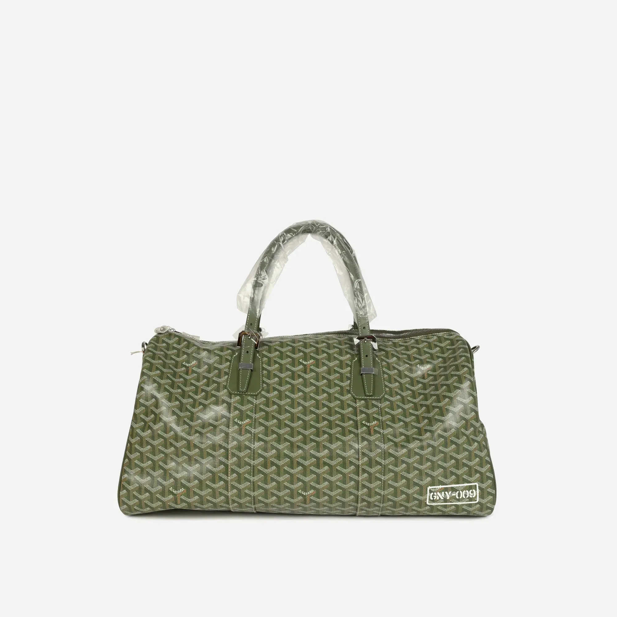 Goyard Boston 50 Bag Khaki Goyardine Canvas & Cervon Calfskin Palladium Hardware
