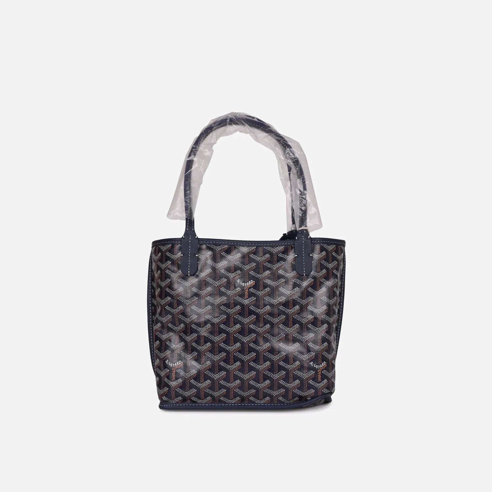 Goyard Goyardine Anjou Navy Mini Tote Bag Palladium Hardware