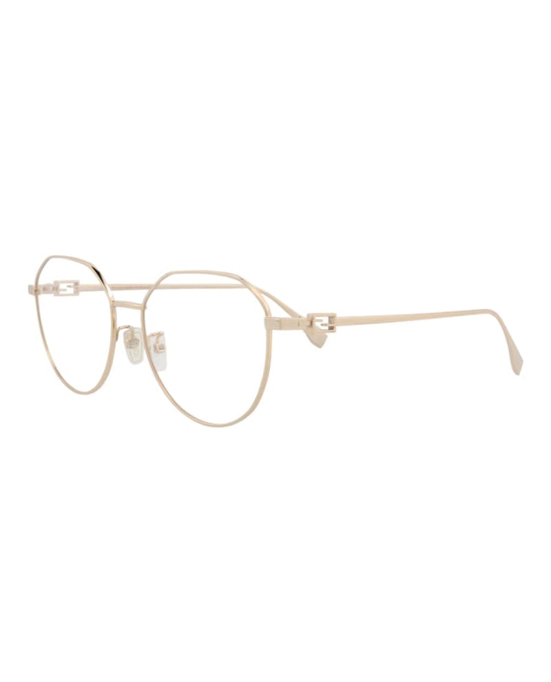 Fendi Round-Frame Metal Optical Frames Gold Gold Transparent (FE50042U-55-028)