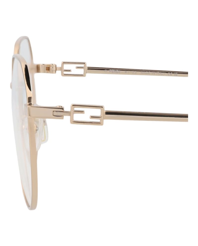 Fendi Round-Frame Metal Optical Frames Gold Gold Transparent (FE50042U-55-028)